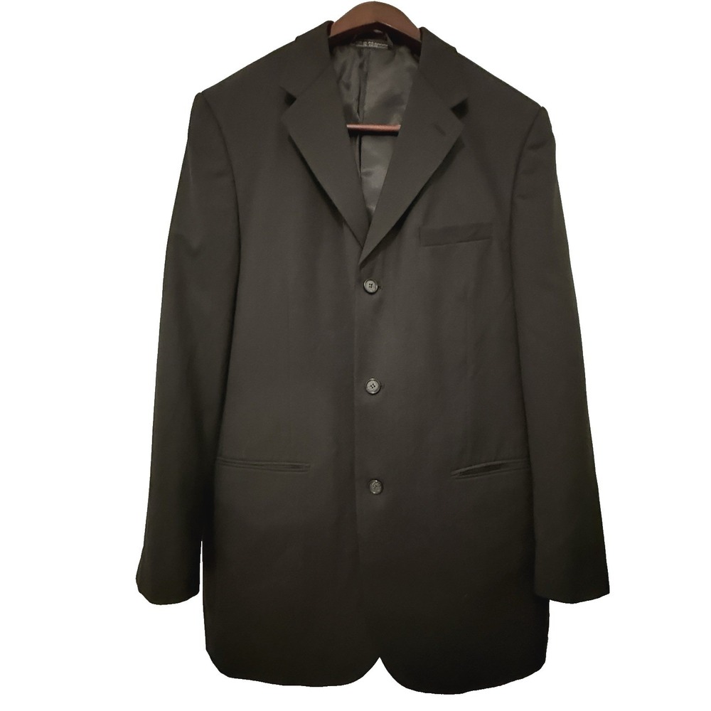 Bert Pulitzer Blazer Mens 42L Black Americana Collection 3-Button‎ Wool Blend